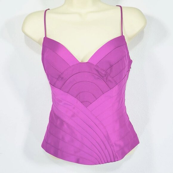 Vintage Cache Corset Bustier Cami Sz 8 Zipper Babydoll Pink Coquette Whimsy - Picture 1 of 10